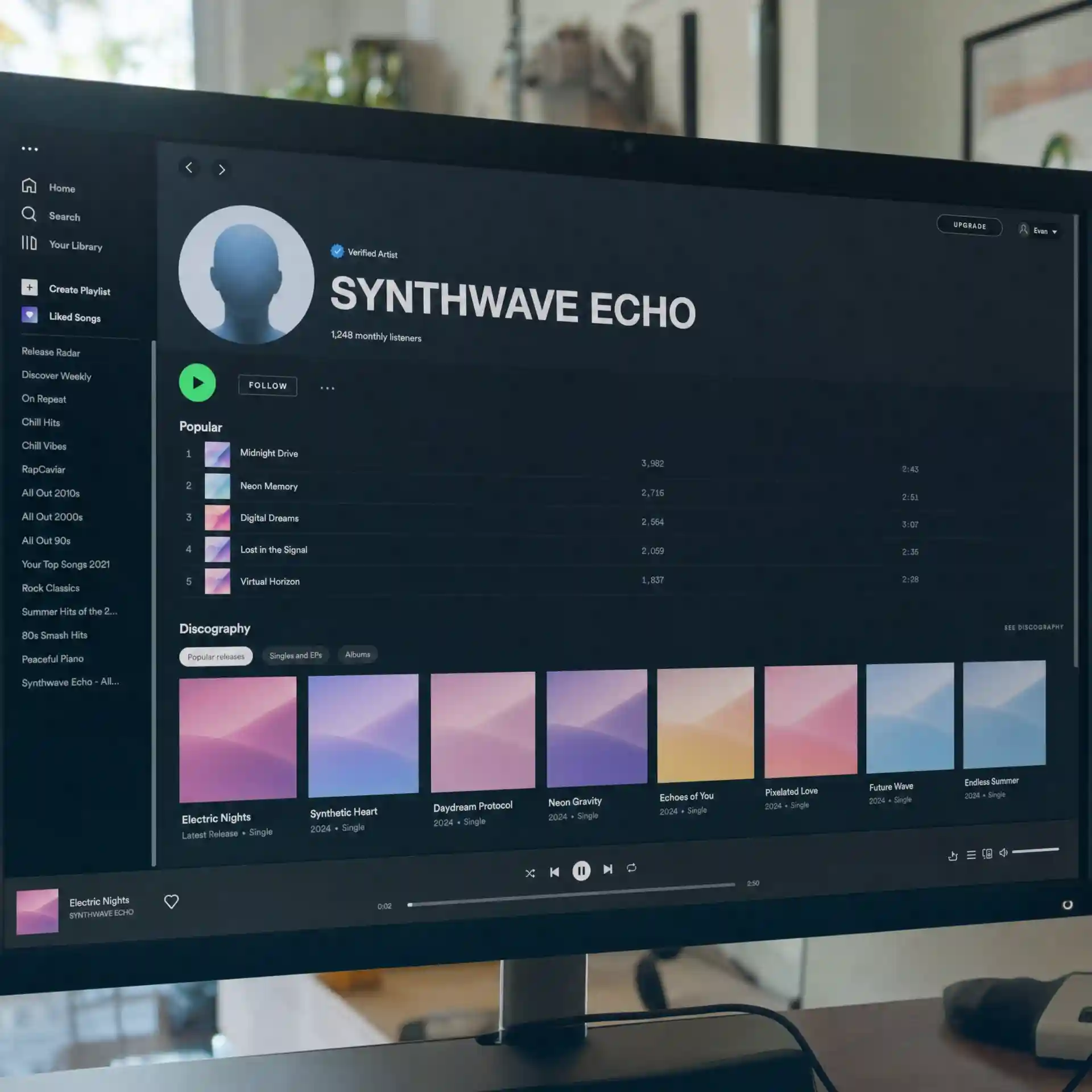 A suspicious release profile is compared against normal career pacing, helping listeners spot accounts that publish too much polished music too quickly for a believable human workflow.