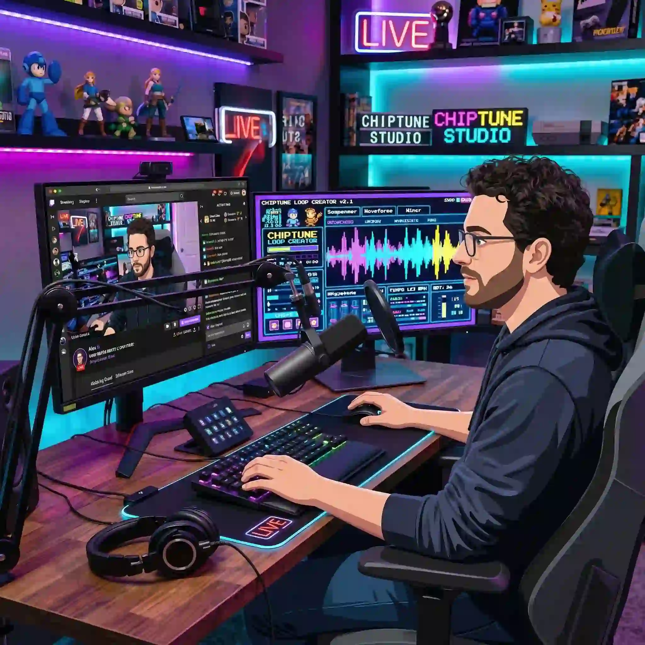 Keep your audience engaged during streams with unobtrusive rhythmic background tunes from our 8 bit music generator online, tailored to your channel branding.